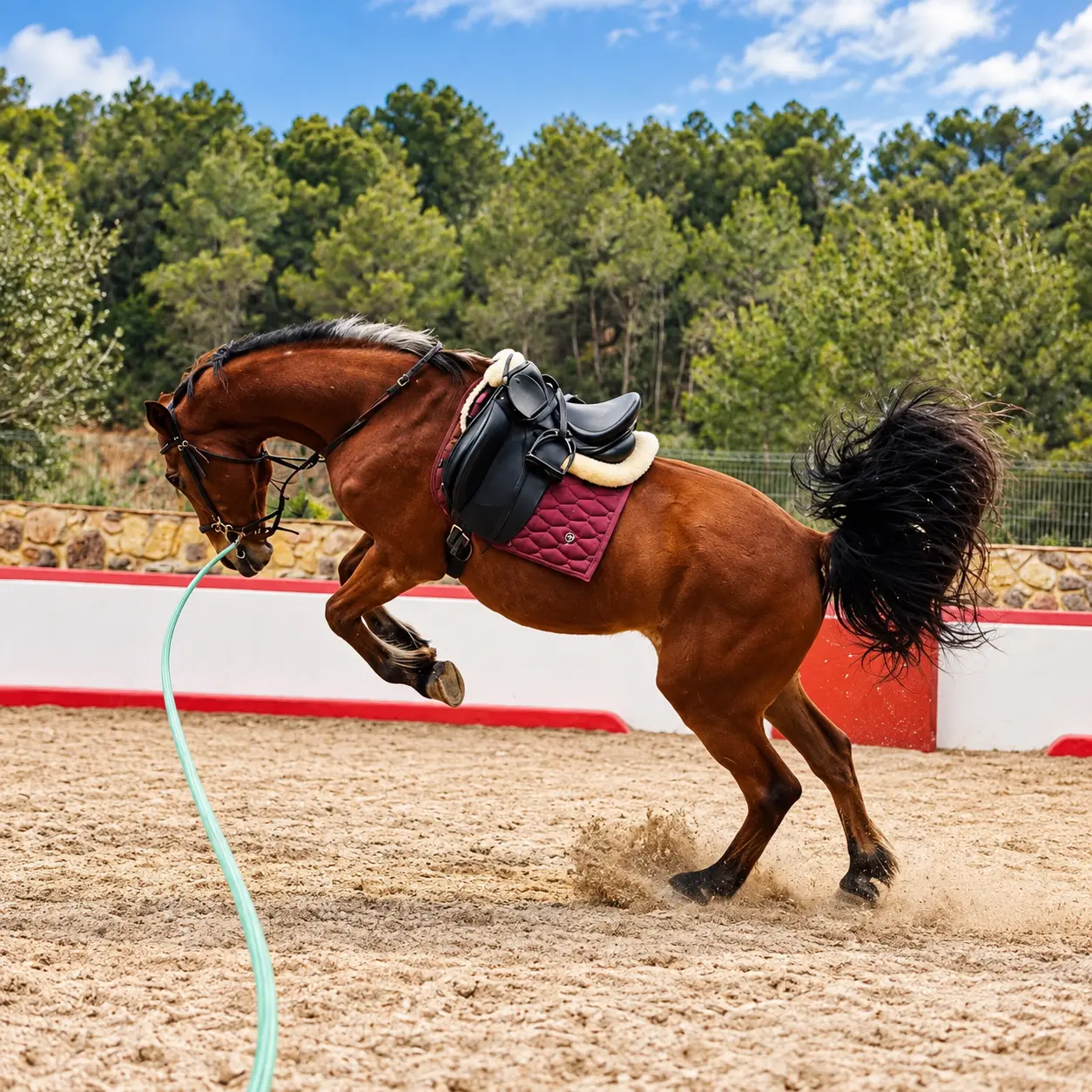 A horse working in the Paradise Stables arena